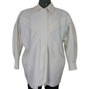 Vintage 80s Gitano Creme White Oversized Windbreaker Canvas Jacket Medium